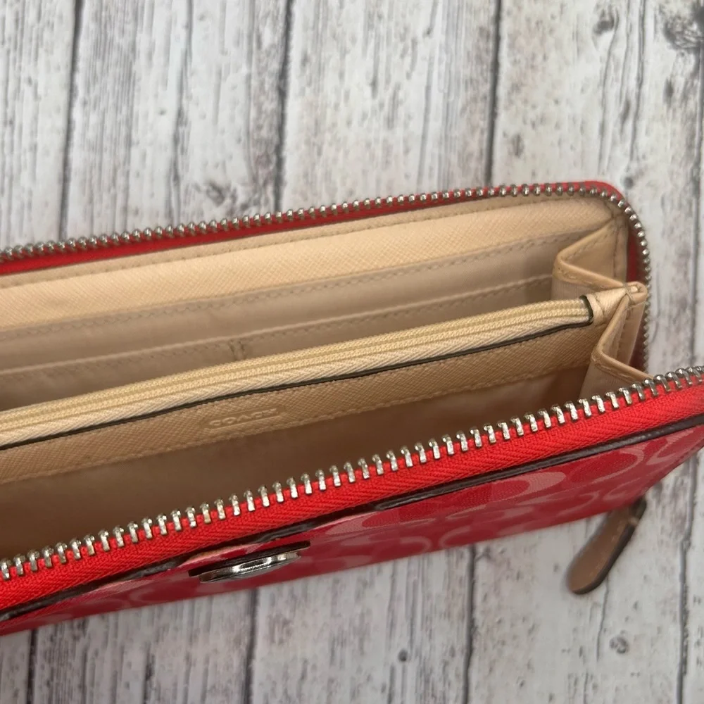 Coach Red Signature Zip‎ Wallet